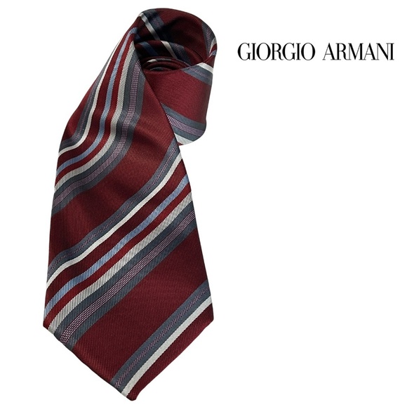 Giorgio Armani Tie Necktie Classic Stripe Luxury Brand Handmade Italy Embossed - Picture 1 of 11